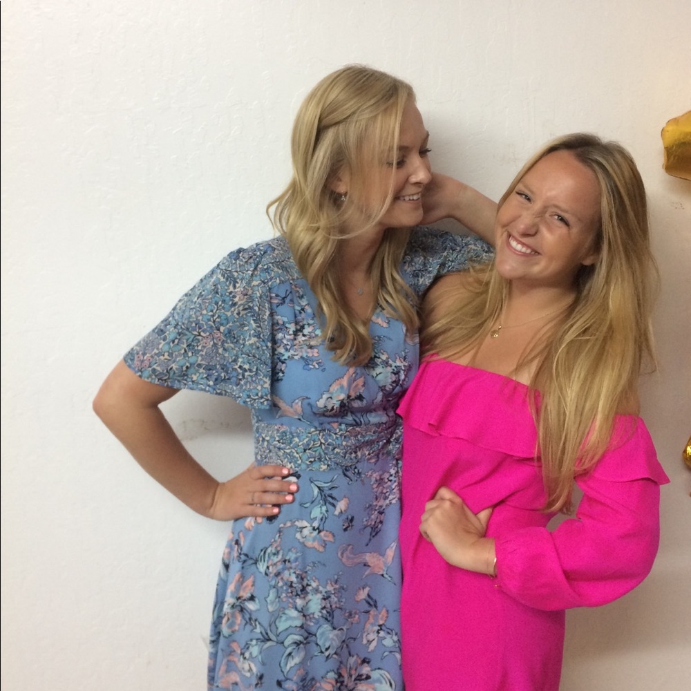 Hot Pink Shoulderless Silk Swing Dress